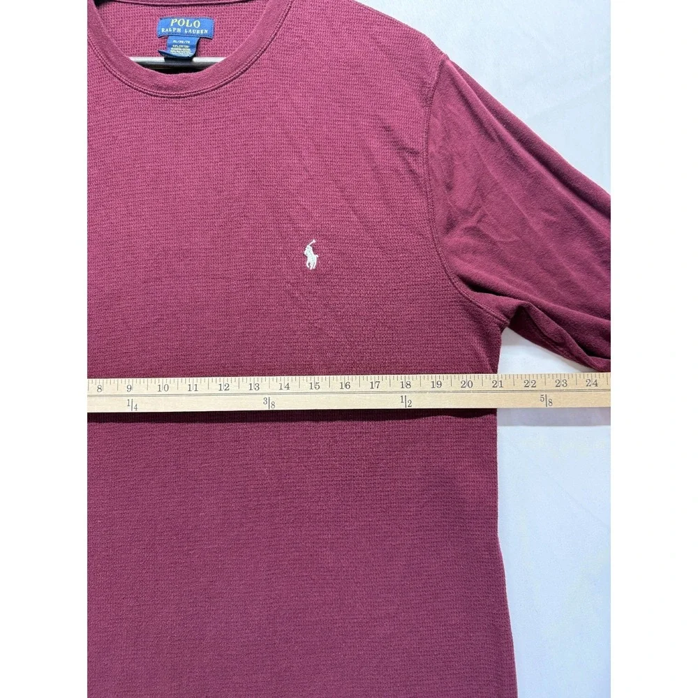 Polo Ralph Lauren Thermal Shirt‎ Mens XL Maroon Waffle Knit Cotton Pony Logo